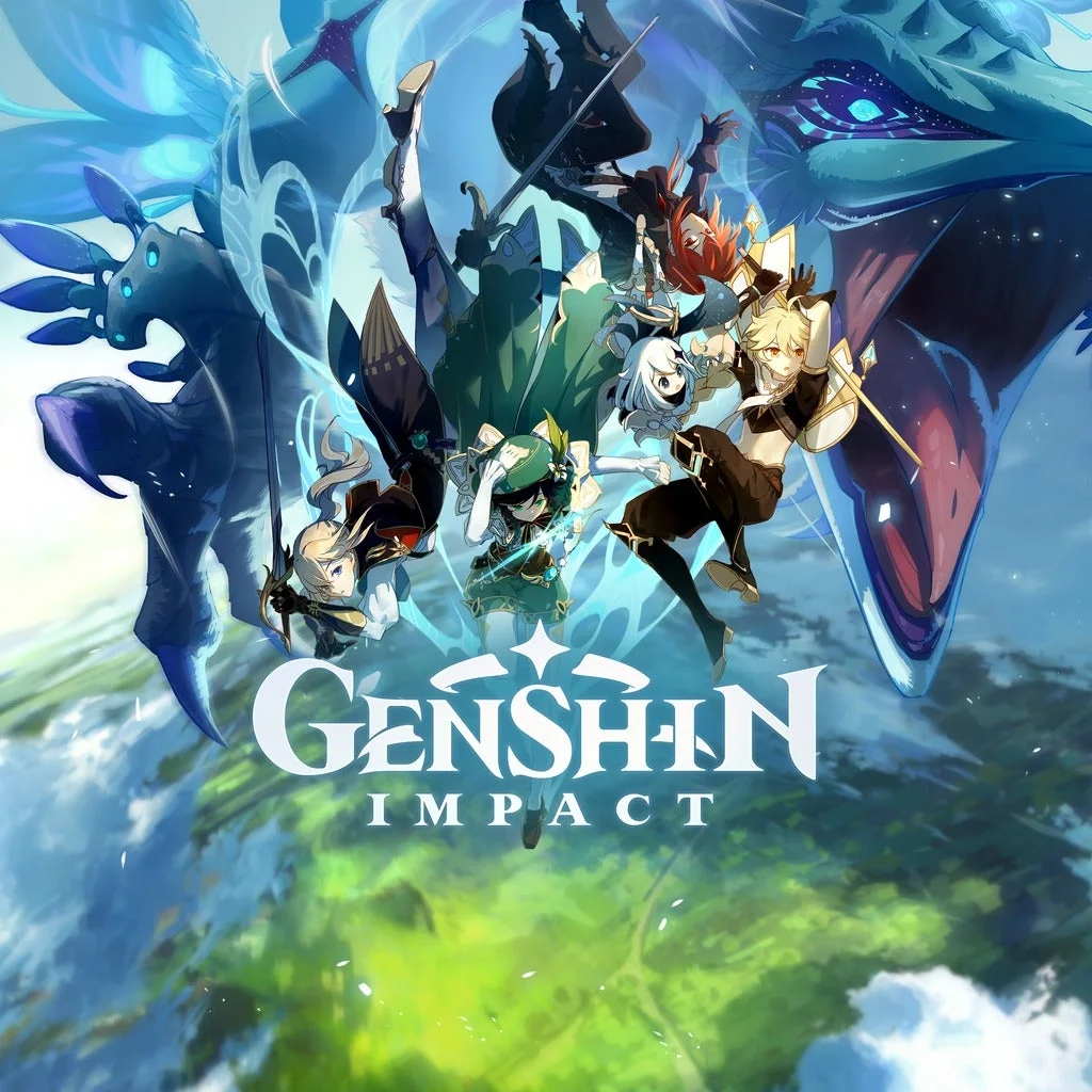 Genshin Impact open-world vista with characters exploring