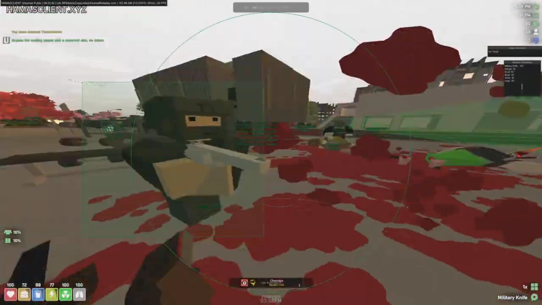 Unturned box ESP on a player in close quarters